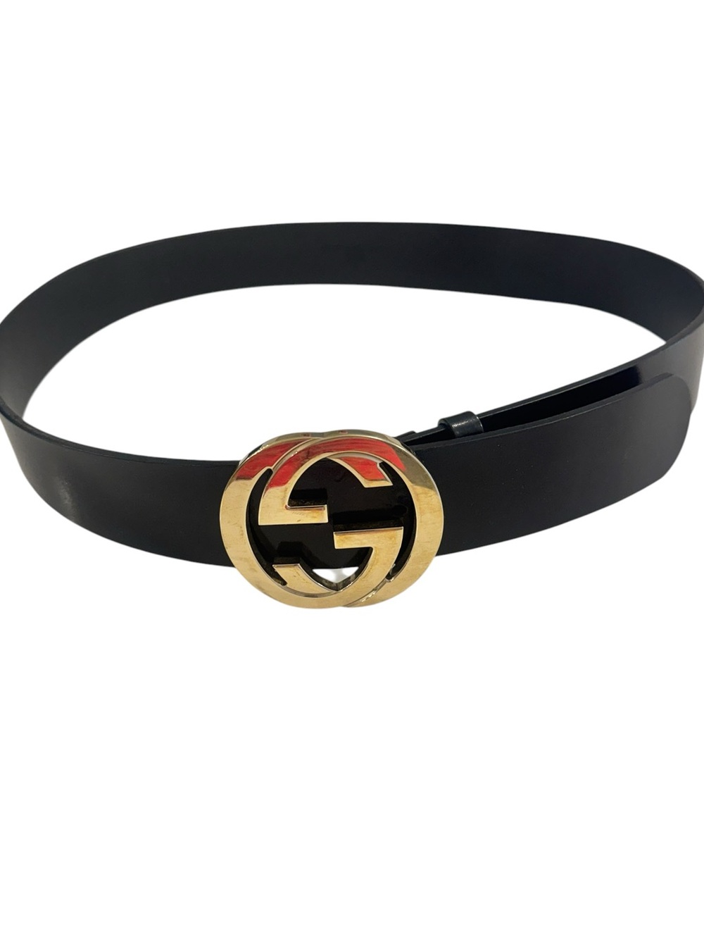 Gucci Black patent leather Authentic
Belt with Gold GG Buckle Wide